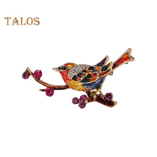 

Брошка «Сорока» Емаль, що стікає маслом Декор зі стразами Китайський стиль «Птахи та сніданок» Шпилька для одягу Полірована пальто Комір Сумка Шарф Капелюх Декор Одяг червоний