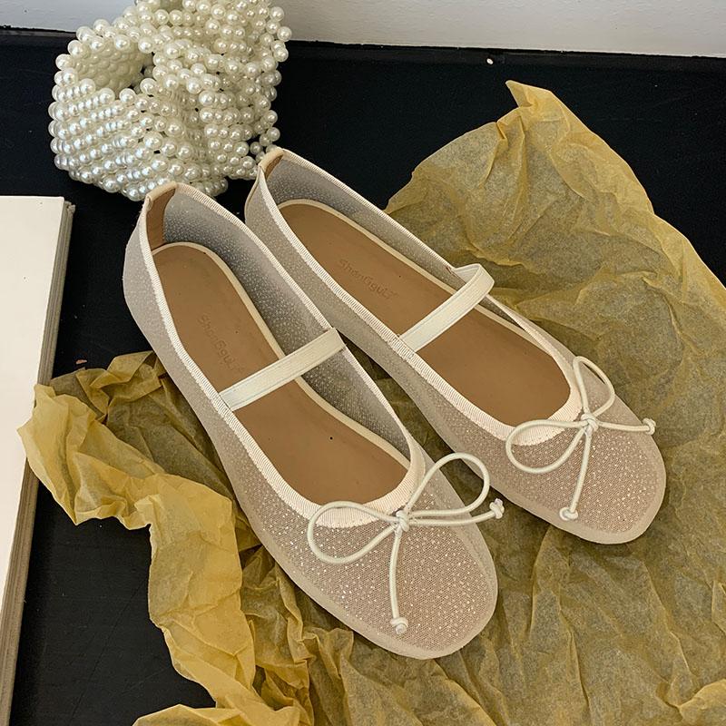 Móda Bling Móda Prodyšné Dámské Baleríny Mary Janes Boty Dámská Mělká Obuv Mašle Dámské Baleríny Taneční Boty