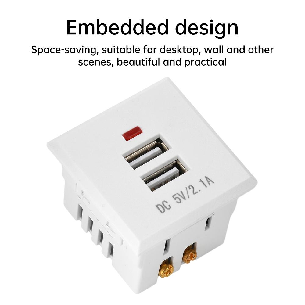 5V 2.1A Dual USB Power Socket Embedded Desktop Socket USB Charging Panel Module For Mobile Phones Tablets Ipad Chargers