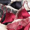 Summer Women Underwear Sexy Lace Embroidery Bra Set French Thin Cup Silken Wireless Bralette Ladies Lingerie Briefs With Thong