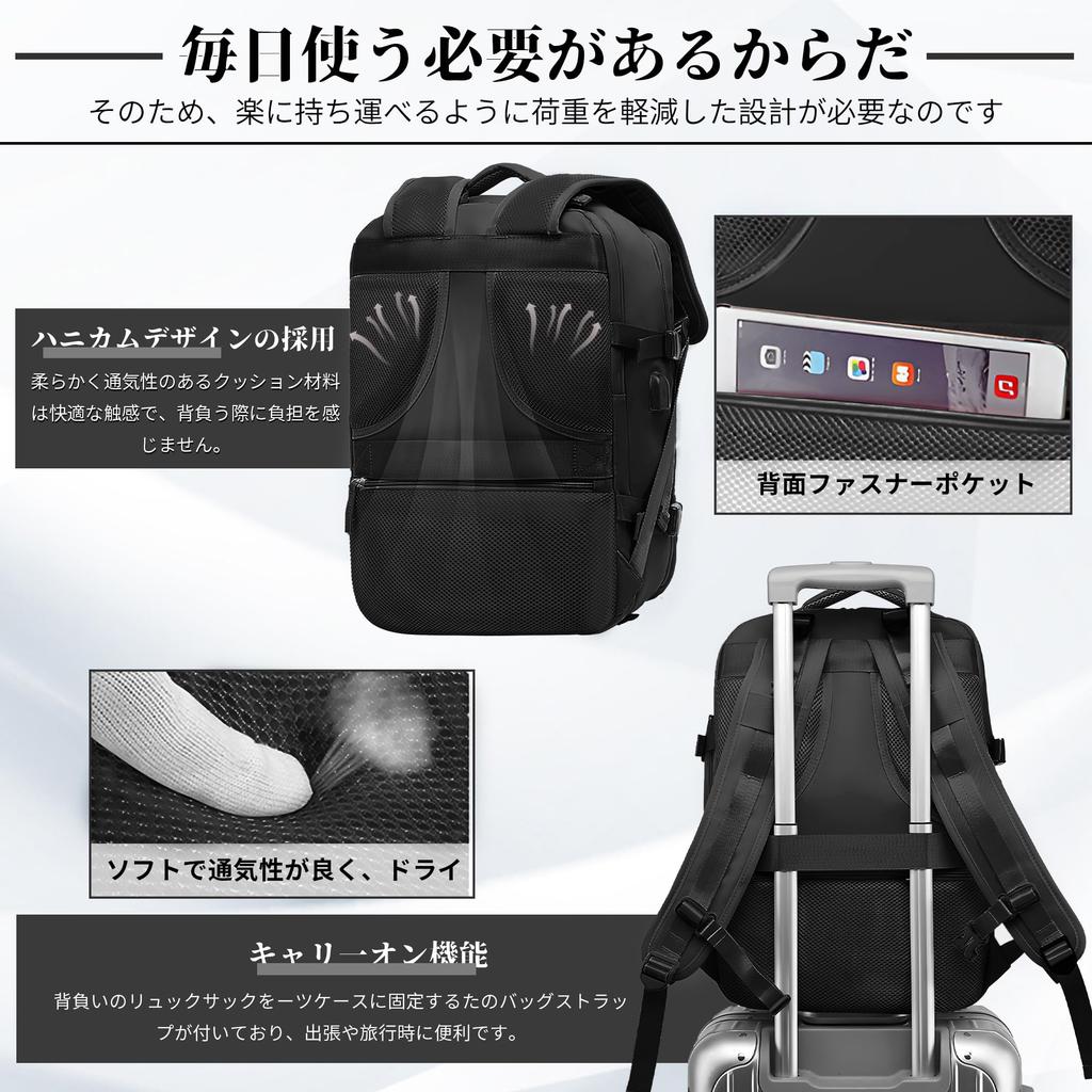 TORIBIO Women's Business Backpack with Shoe Storage, Large Capacity, Waterproof, Travel Backpack, Fits 15.6-inch PC (Model 2210, Black)