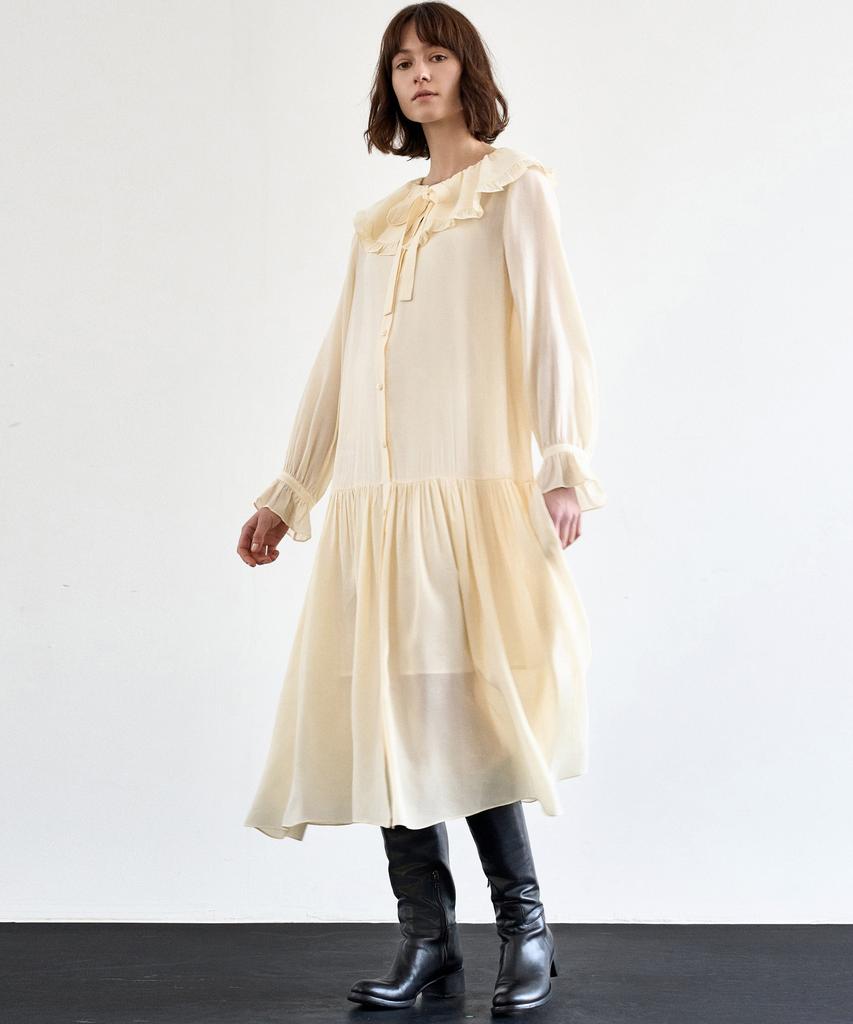 MITTE Sailor Ruffle Collor Dress_Cream