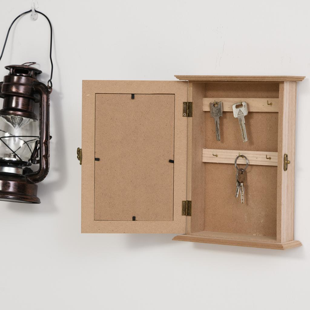 Key Cabinet with 6 Hooks Vintage Style Wooden Wall Furniture for Keys 20x6.5x26.5cm Wood