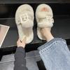 Thick-bottomed fluffy slippers for women to wear outside autumn and winter new versatile fairy wind belt buckle cotton mop