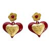 Trendy Heart Shaped Drop Earrings Sturdy Alloy Oil Drip Finish Versatile Jewelry Gift for Her
