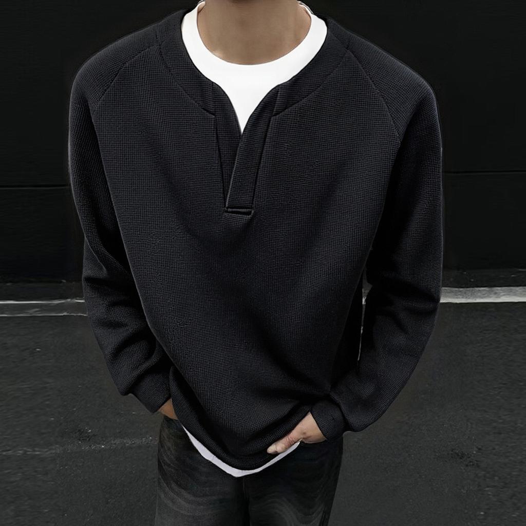 Sweatshirt For Men Long Sleeve Casual Pullover Tops Fall Clothes Fashion Solid Color Comfort Sweatshirts