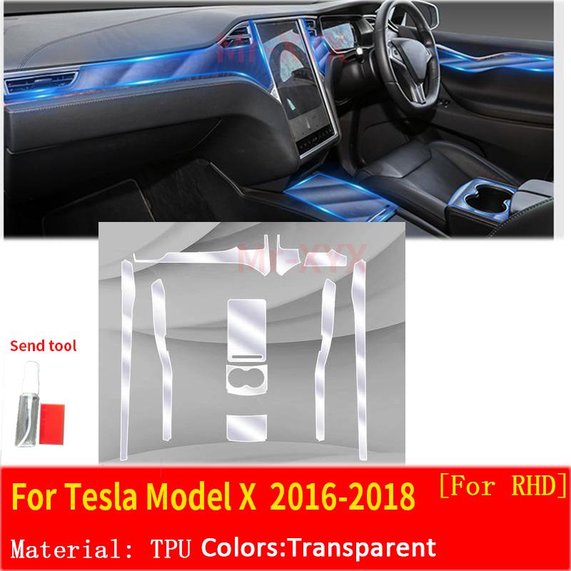 For Tesla MODEL 3 Y X S 16-22 Car Interior Center Console Transparent TPU Protective Film Anti-scratch Repair Accessories