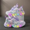 New Style Sports Shoes with Rotating Buttons, Girls' Shiny Mesh Shoes