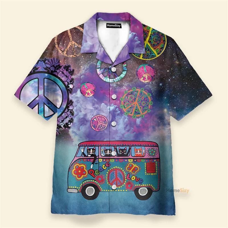 Hippie Logo Téma Letní Košile Pánské Dámské Psychedelické Houby Osobnost Streetwear Knoflíkové Košile Hip Hop Móda Blůza Nové