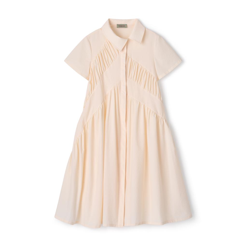 Es Mier Pleated Dress (Ivory)