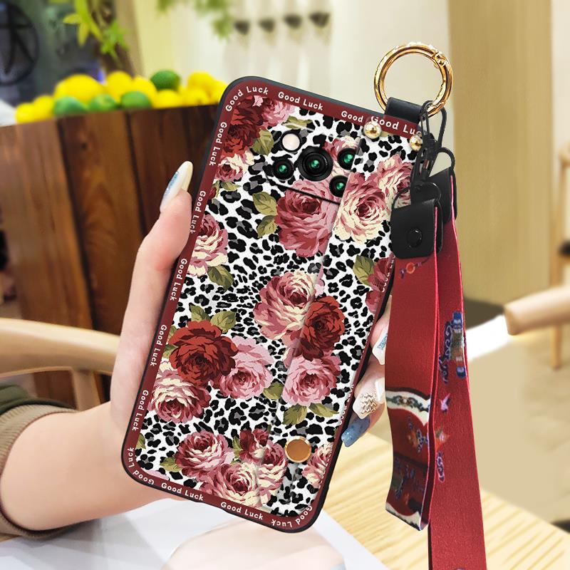 Lanyard Protective Phone Case For Xiaomi Poco X3 NFC/X3 Pro Wristband Back Cover Chinese Style Silicone Phone Holder