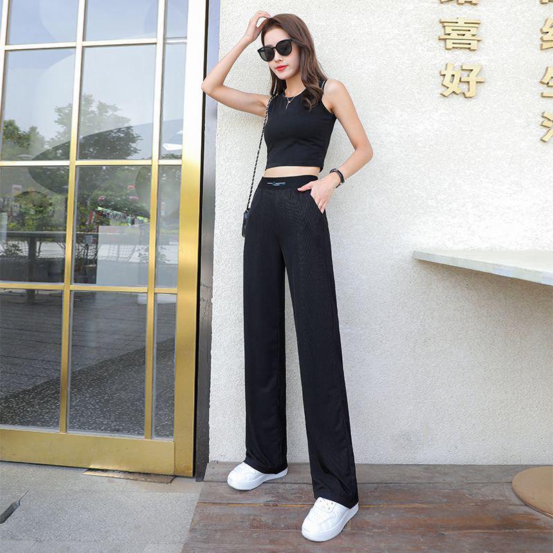 High-Waisted Chiffon Wide-Leg Pants - Slimming, Loose, and Drapey for Summer Large