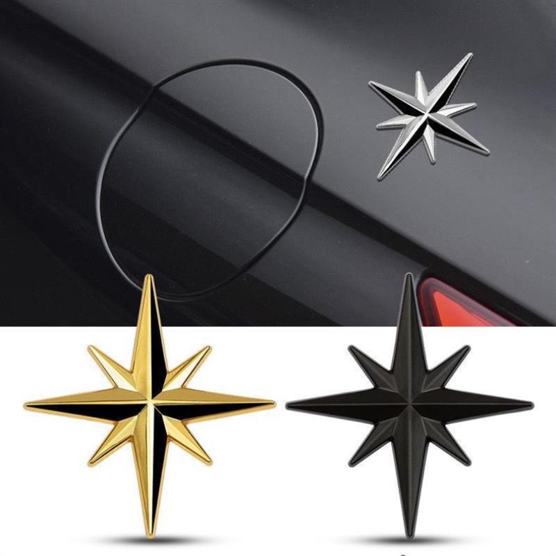 1Pcs Car Badge Emblem Sticker 3D Metal Car Decoration Metal Guide Star Adhesive For Universal Cars Moto Bike Car Styling
