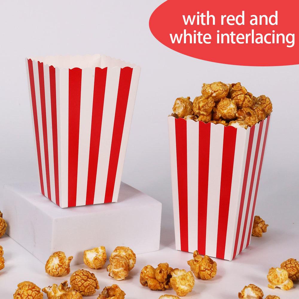 10/30pcs Versatile Colorful Striped Popcorn Boxes Disposable Food Snack Containers for Movie Theaters Parties Carnivals Events Baby Bath 11.5X7X5CM