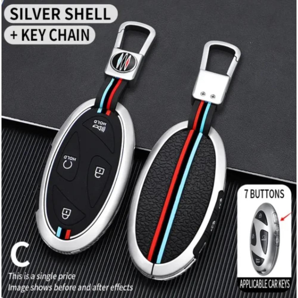 5 7 Tasten Zinklegierung + Silikon Autoschlüsselhülle für Hyundai Kona Ev Grandeur GN7 IONIQ 6 2023 2024 Fernbedienungsschlüssel Schutzschale