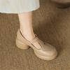 Fashion NEW Spring Autumn Sheep Leather Women Shoes Fashion Round Toe Platform Shoes for Women High Heel Women Pumps Mary Jane Shoes