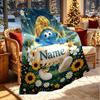Custom Name Personalized The Smurfs Print Blanket, Home Decor, Bedroom, Sofa, Camping, Couch, Gifts for Birthday Christmas