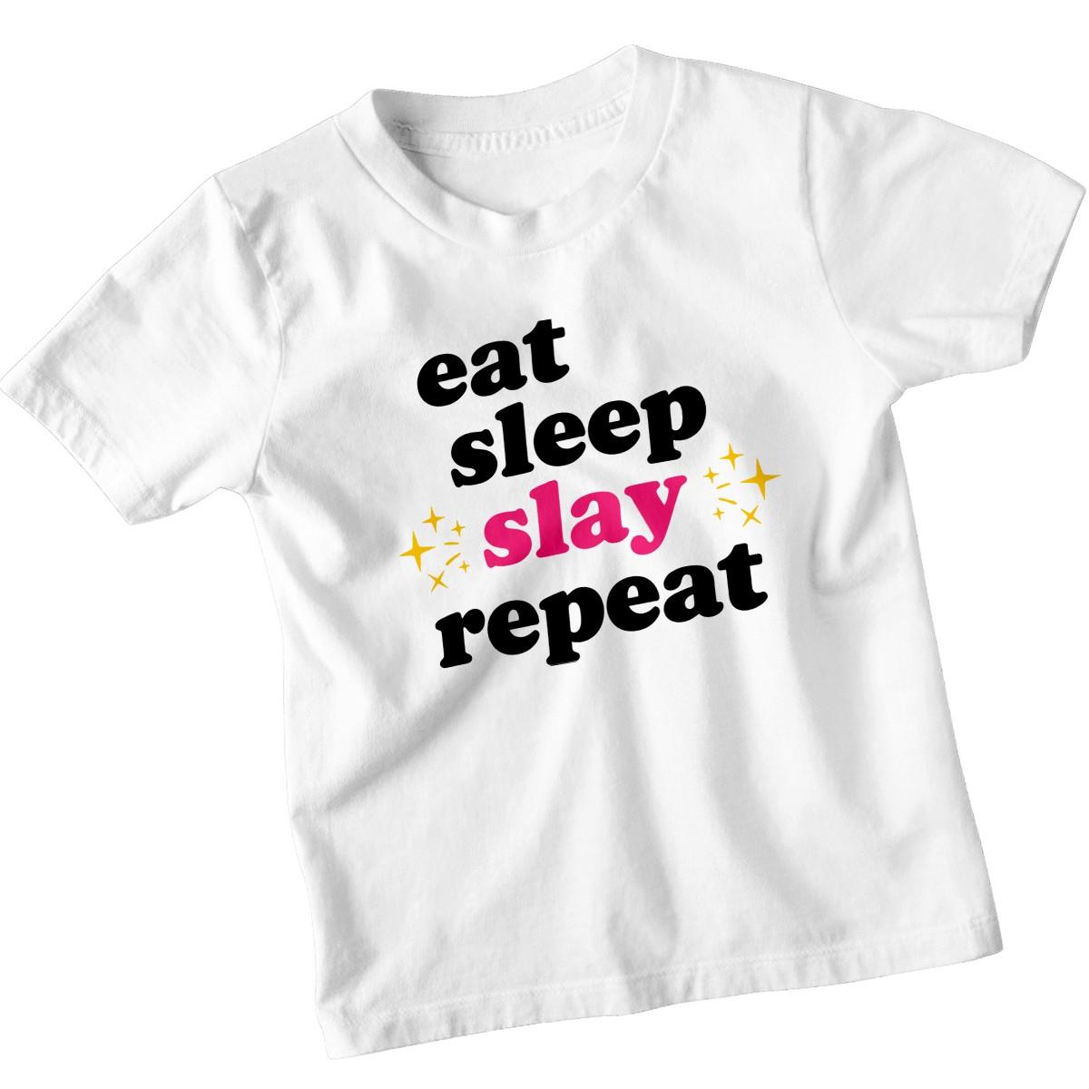 

Eat Sleep Slay Repeat Empowerment Slogans Girls 100% Cotton T-shirt Mens Tees Top Cool Daily Routine XL