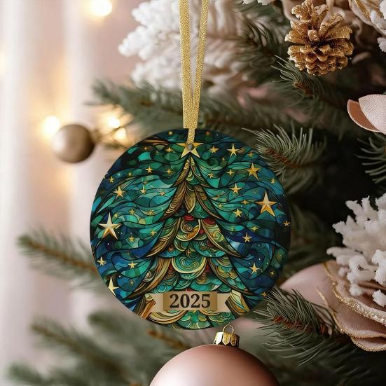 Dream Christmas Tree Ornament Sparkling Acrylic Hanging Decoration with Golden String Festive Keepsake Gift for Family Friends