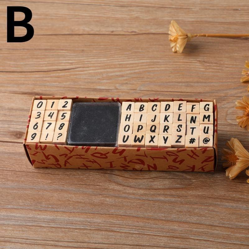 

40Pcs Alphabet Stamps Vintage Wooden Rubber Letter Number Symbol Stamp Set With Black Ink Pad For Card Making Planner Scrapbook