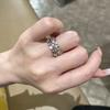 Medieval Court Style Light Luxury Niche Retro Flower Pattern Hollow Ring With Diamonds Advanced Design Index Finger Ring