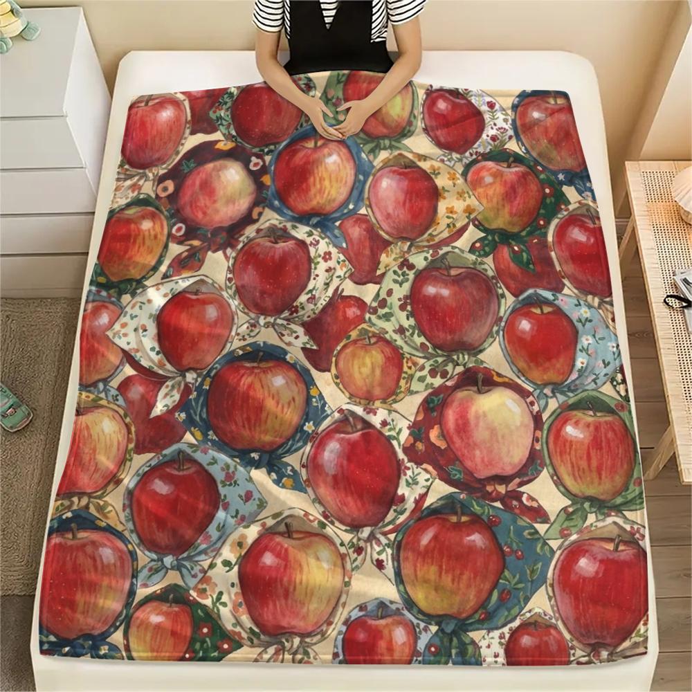 

1PC Retro Floral And Fruit Art Print Flannel Blanket, High quality All Seasons, Home Decor, Warmth and Comfort, Perfect for Christmas Gifts 80cm x 120cm