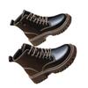 New Chinese Martin Boots Women's British Autumn and Winter Velvet Single Boots Thick-soled Short Boots Super Fire Heightening Short Boots