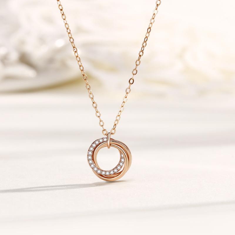 Necklace Girl High-end Korean Version Sansheng III Korean Round Pendant Niche Design Jewelry