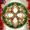 2D Flat Celtic Knot Acrylic Decoration Sign, Green and Golden Design, Home Decor Plaque Hanging Wall Art Decorative Garden Decoration for Room Door Si