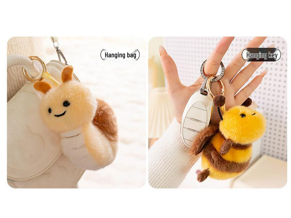Elephant Skin Rabbit Plush Keychain: Cute Insect and Plant Series with Caterpillar and Bee Figures