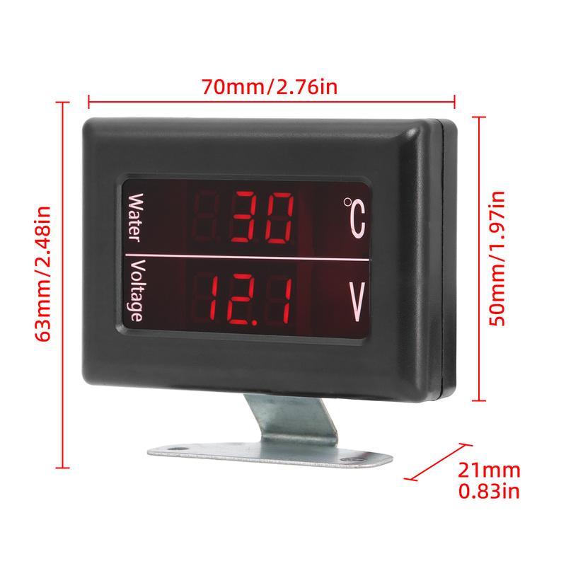 Jauge Numérique Universelle 2 en 1 Température d'Eau + Voltmètre 12V / 24 V avec Capteur M10 pour Voiture / Camion Voltmètre