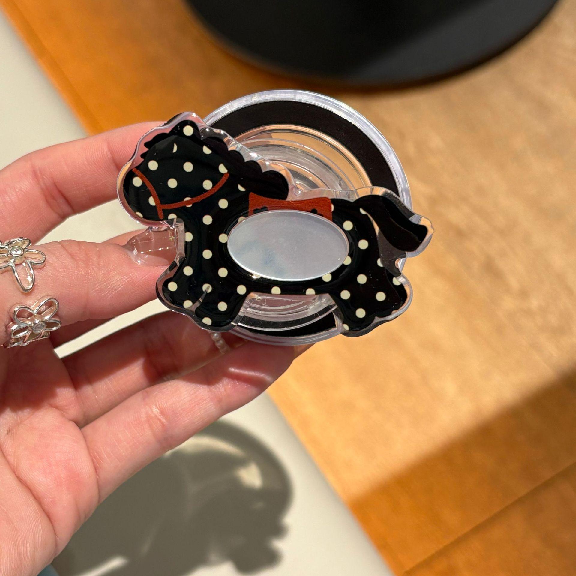Trendy Polka Dot Star Mirror Bracket for Magsafe Magnetic Phone Case with Silver Base