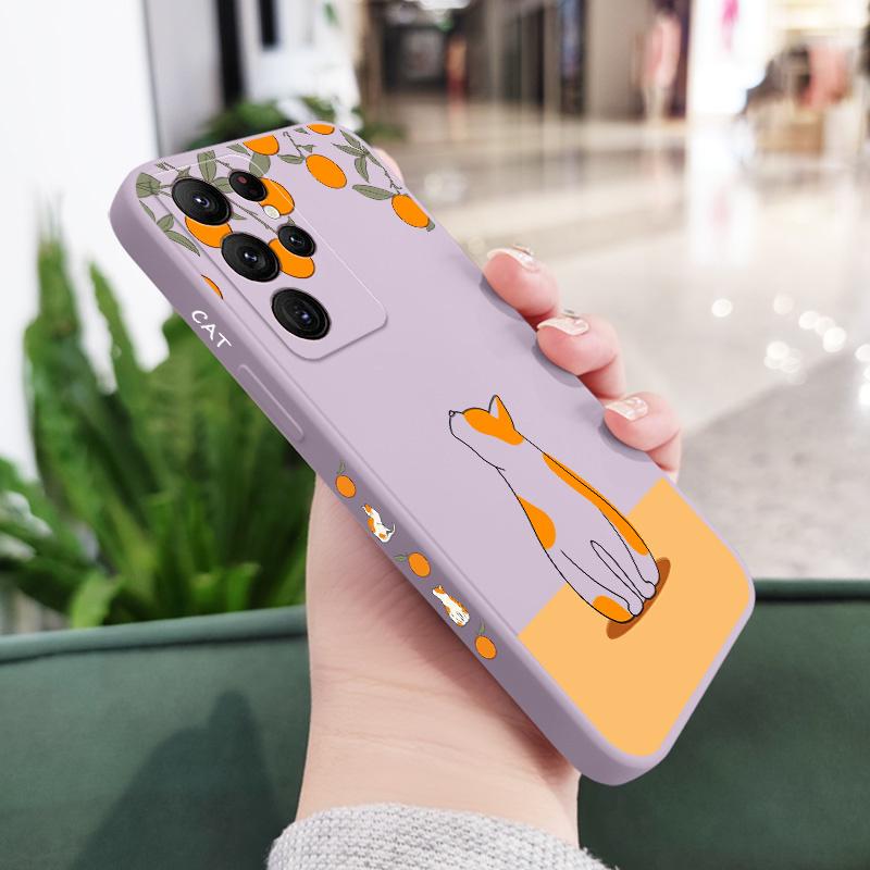 

Little Orange Cat Phone Case For Samsung Galaxy S25 FE S24 S23 S22 S21 S20 S10 S9 S10E Note 20 Ultra 10 9 Plus Cover Galaxy S24 Plus