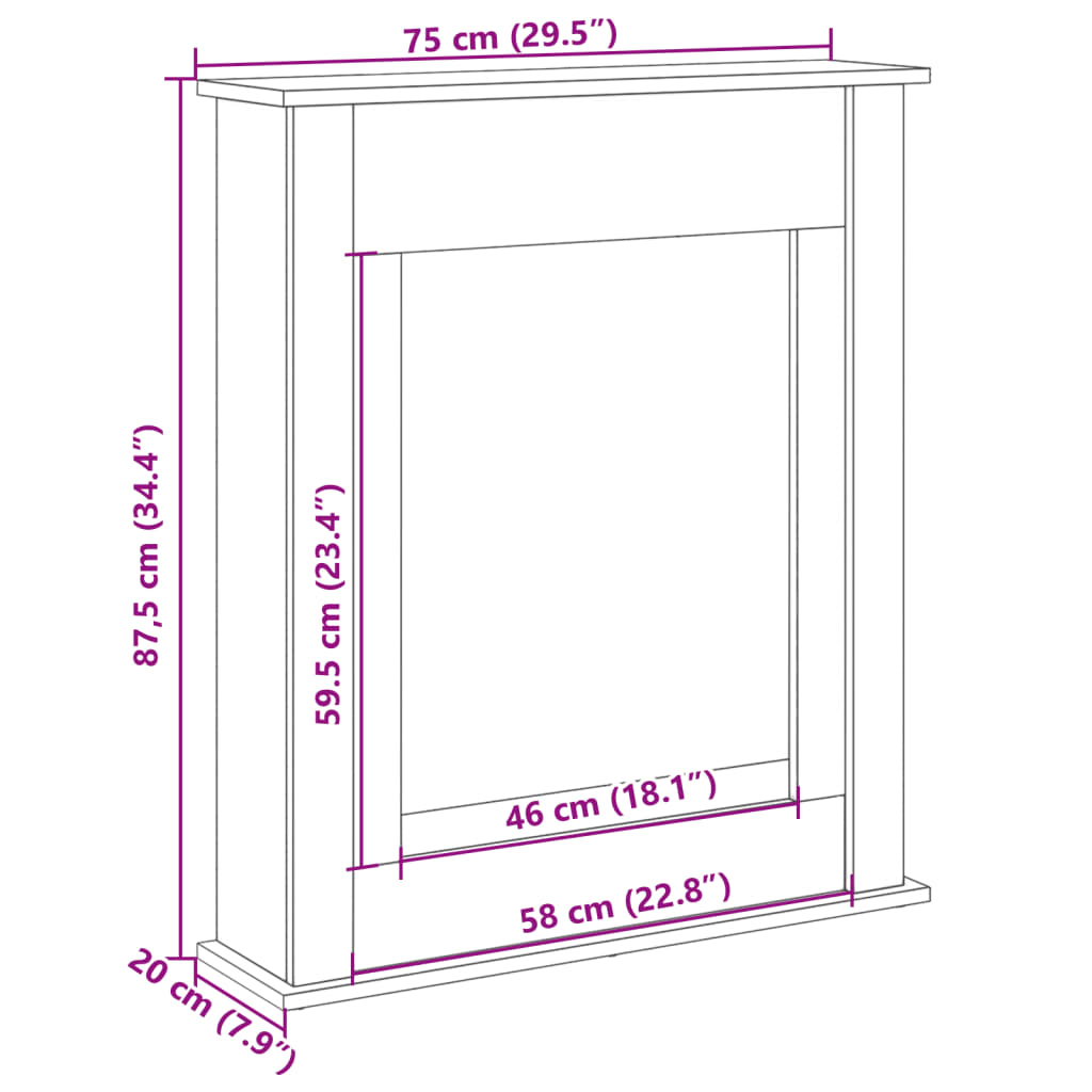 Fireplace Mantel Shelf Smoked Oak 75 x 20 x 87.5 cm Engineered Wood