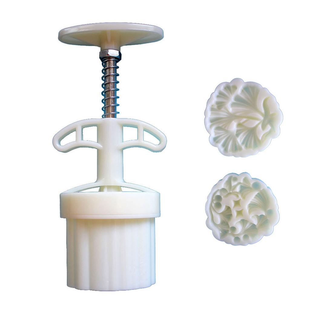 Dual Size Mooncake Mold For 75g And 50g Baking Premium ABS Plastic With Ginkgo Leaf Embossing Design