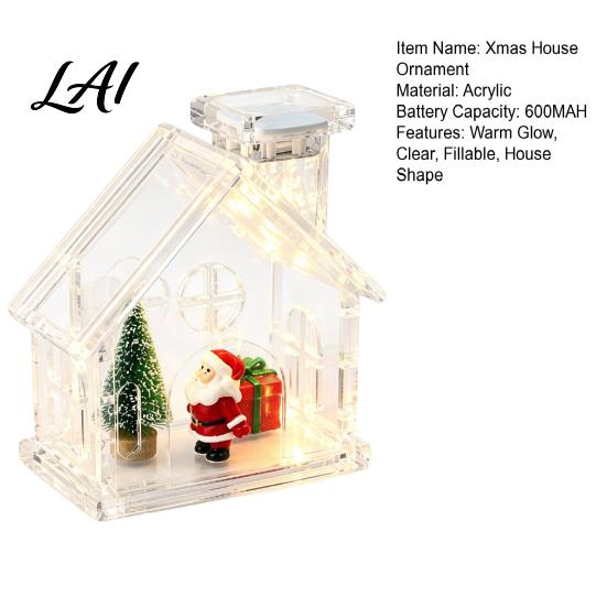 Customizable Gift for Kids Clear Acrylic House Ornament DIY Fillable Christmas with Light Crafting Supplies Rechargeable Lighted Table Centerpiece