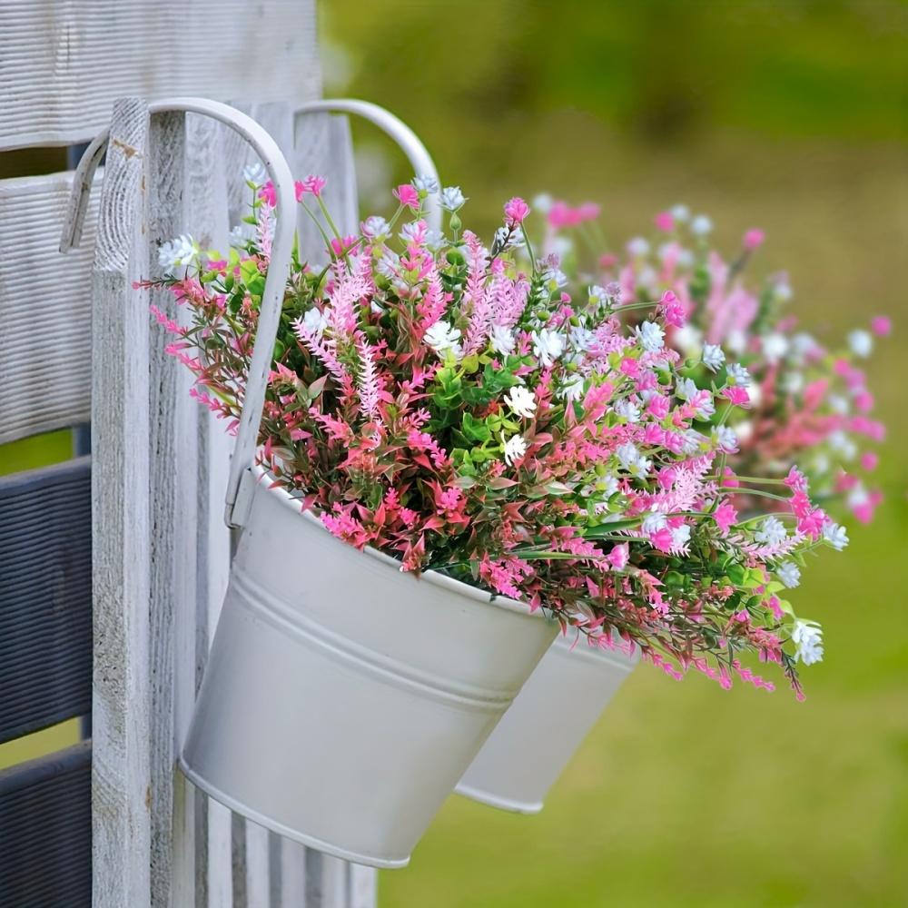 10pcs Mixed Color Artificial Plants Outdoor, Artificial Flowers, UV Resistant Fake Flowers, Faux Flowers -Outdoor Planters Decor