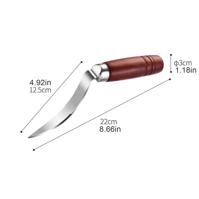 Coconut Meat Extractor Durable Wooden Handle Coconut Opener Scraper Knife Kitchen Accessories Stainless Steel