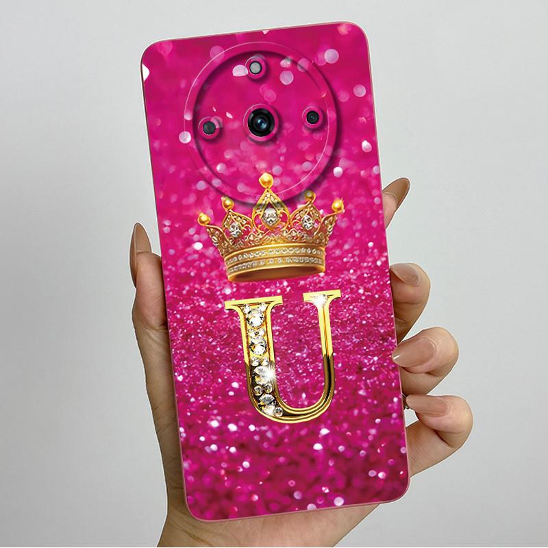 For Realme 11 Pro Plus 5G Fashion Initial Letter Couple Phone Case for Realme 11Pro 11 Pro+ Soft Silicone Lens Protective Casing