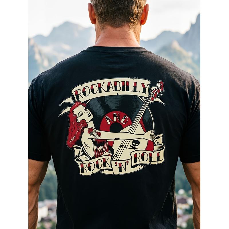 Rockabilly Rock 'n' Roll Tričko Vintage Pin-up Design Venkovní Volnočasové Oblečení, Prodyšné Tričko.