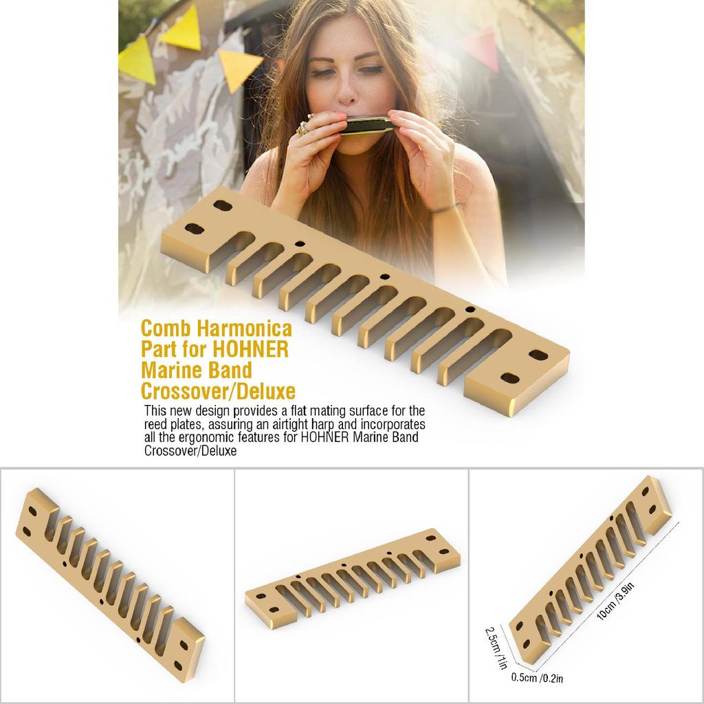 Kamm aus Aluminiumlegierung für Hohner Marine Band Crossover Deluxe (Gold)