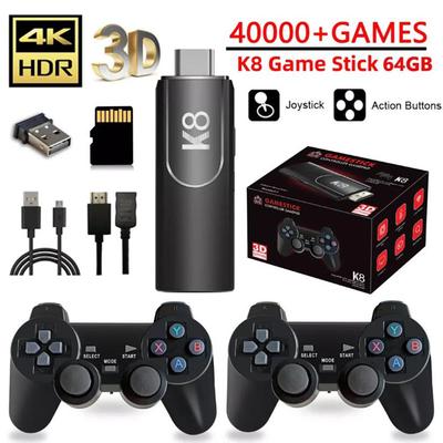 X2 Plus 256G 50000 Retro Game Stick 4K HD Game Console Handheld Video Game Player Wireless Controller TV 50 Emulator For PS1 N64
