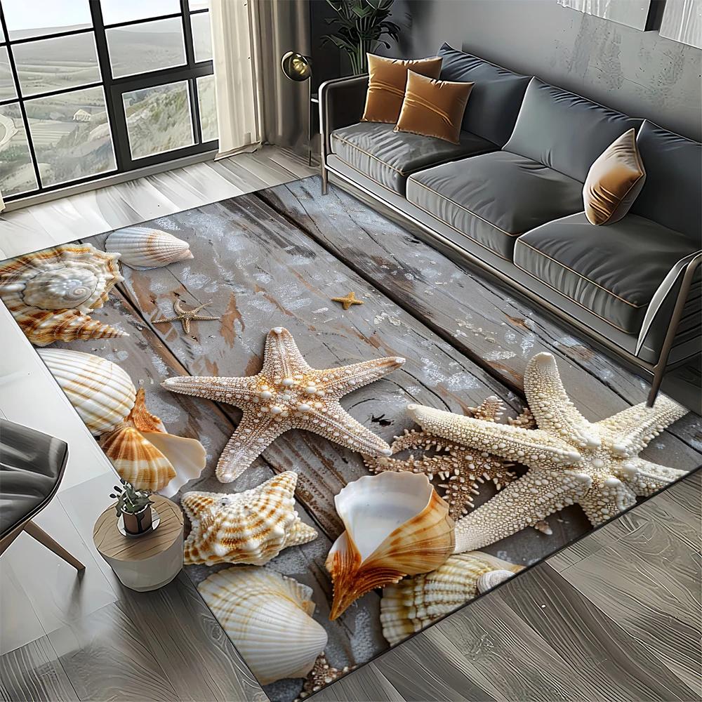 29 Style Starfish Beach Shell Sea Star Sand Carpet Rug for Living Room Bedroom Home Sofa Decoration,Kids Play Non-slip Floor Mat