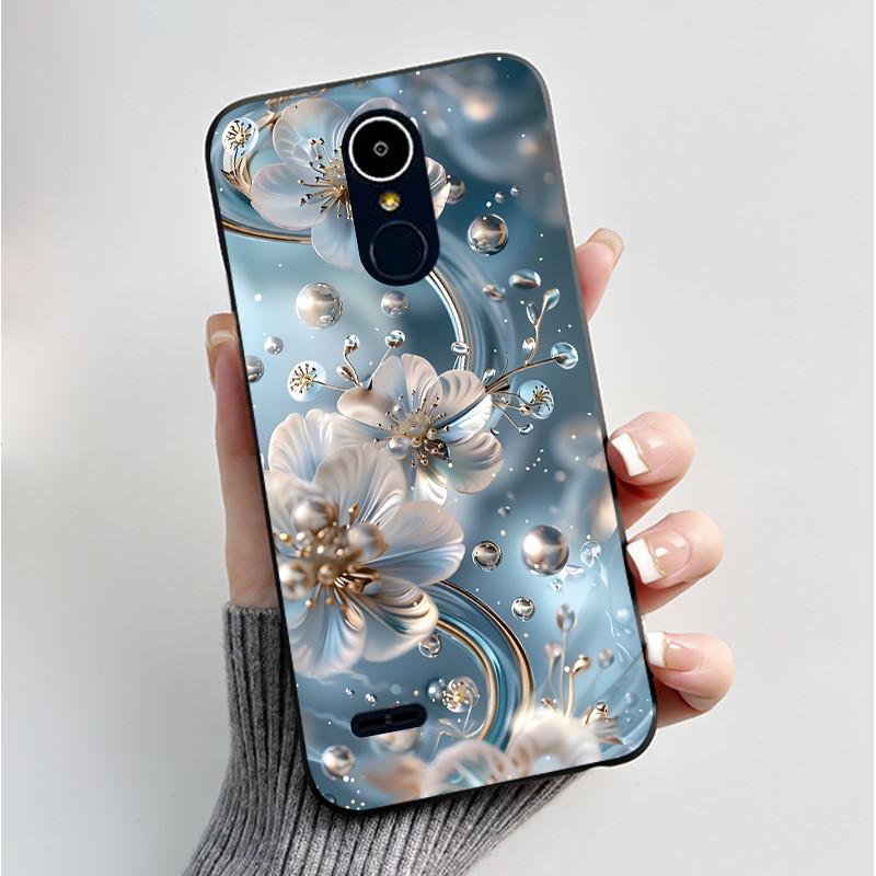 Hülle Für LG K8 2017/LG K8 2018/LG K9 2018 Weiches Silikon Schwarzes Gehäuse Für LG K10 2016/LG K10 2017 Hülle Niedliche Blume Cartoon Hülle
