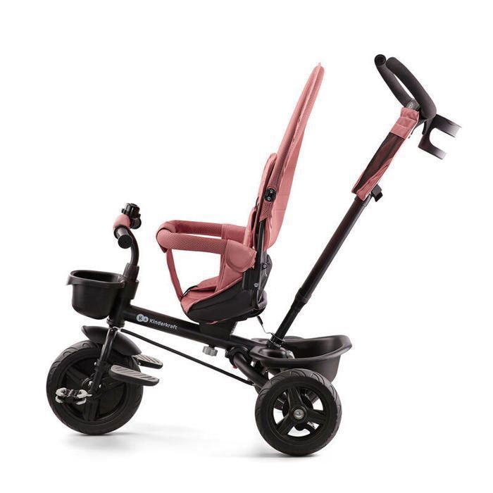 Tricycle Évolutif Kinderkraft AVEO, De 9 Mois à 5 Ans, Selle Pivotante, Ceinture 3 Points, Pliable, Modulaire, Roues Robustes, Rose