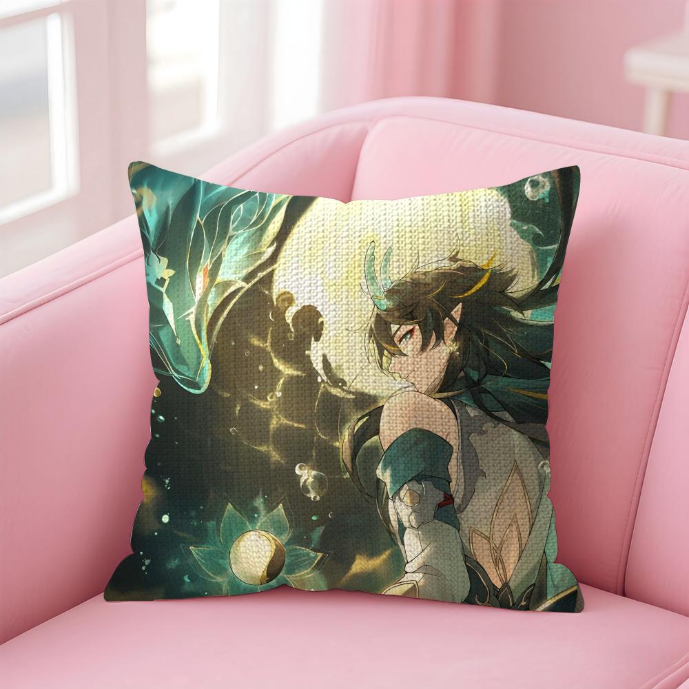 

HHonkai StarRail DanHeng Cushion Cover Natural Linen Pillow Case DoubleSided Print Decorative Sofa Pillowcase Home Decor Gift 30x30cm