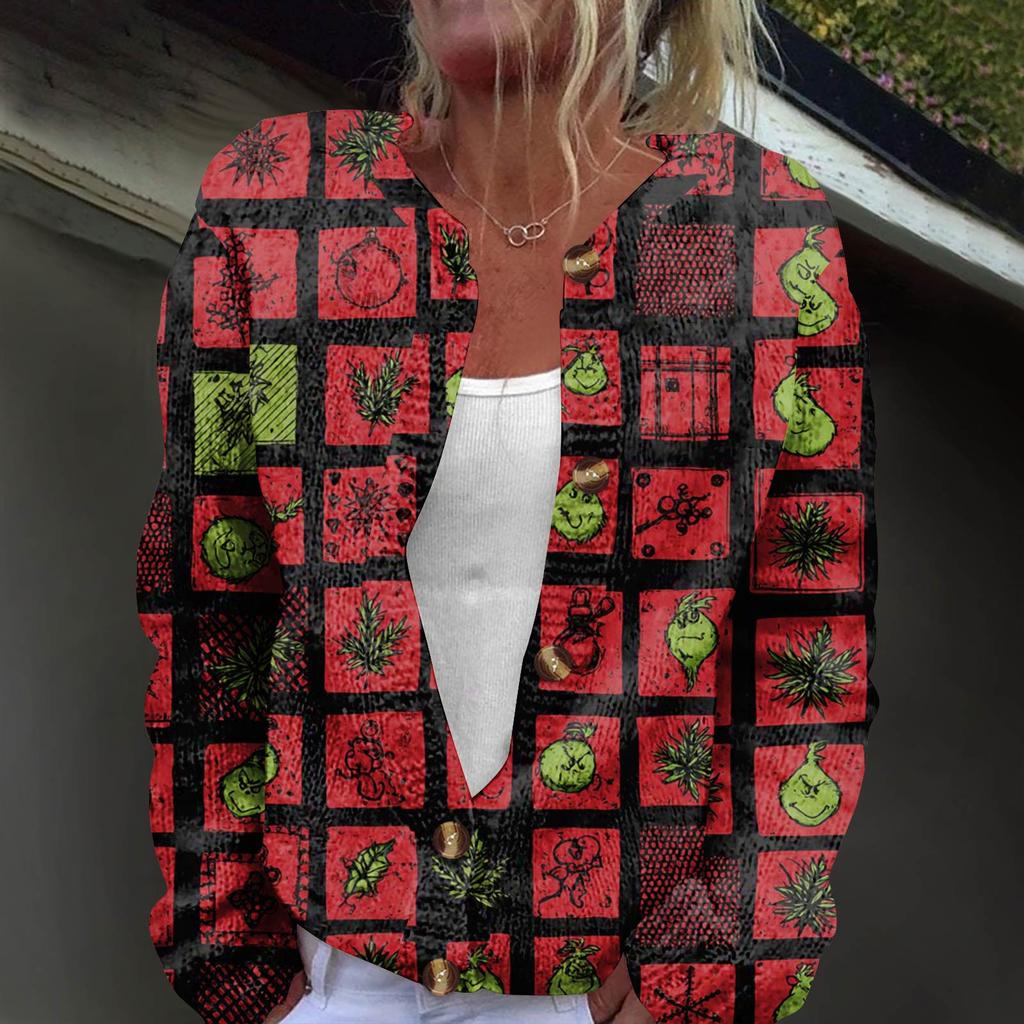 Dámská módní pletená svetrová bunda s dlouhým rukávem a zapínáním na knoflíky