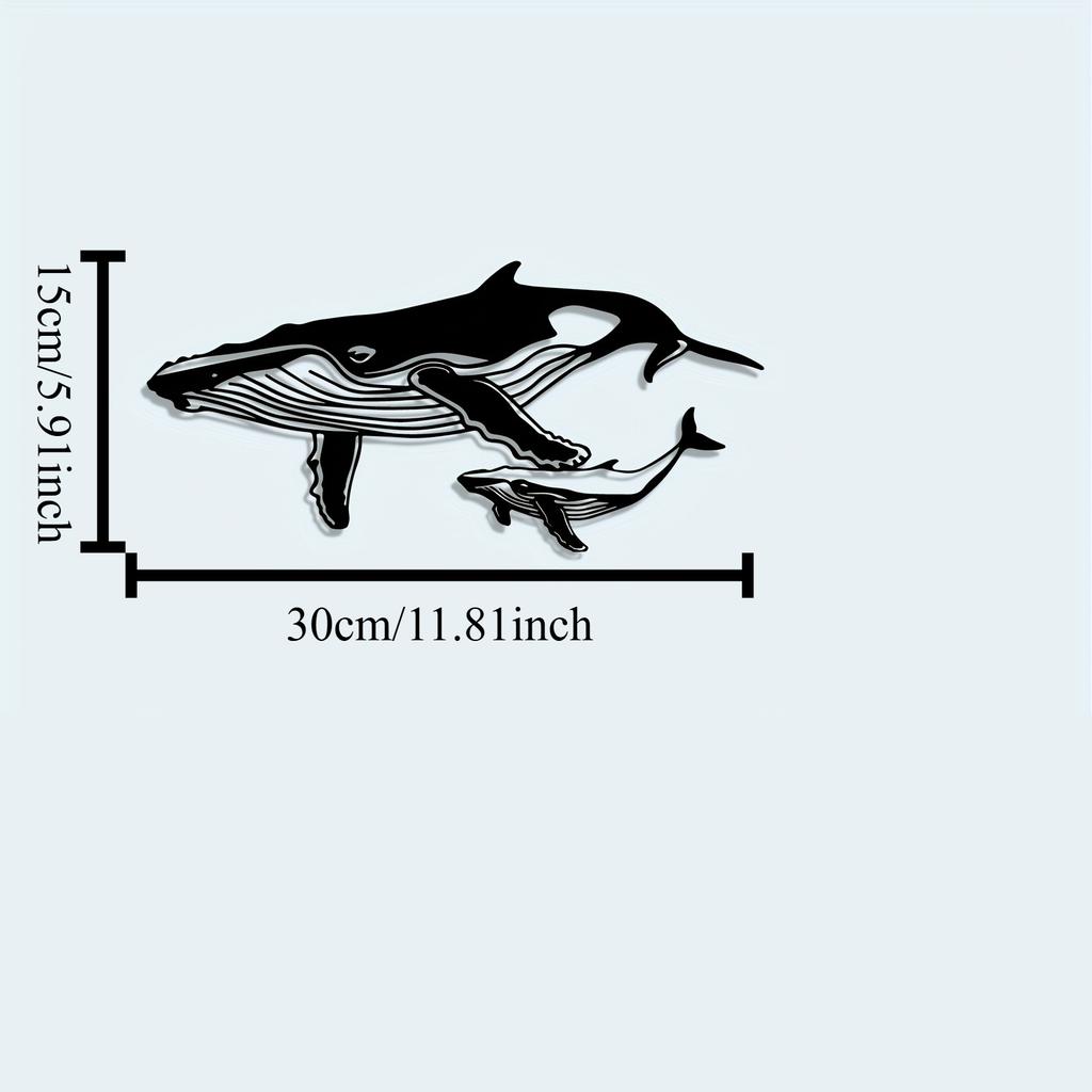 1pc Rustproof Iron Whale Metal Wall Art Decor for Living Room Bedroom Bathroom