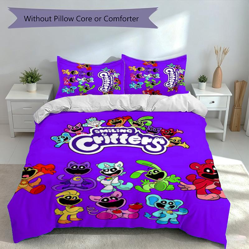 3pcs Smiling Critters Duvet Cover Set, Includes 1 Duvet Cover and 2 Pillowcases,Skin-Friendly&Comfortable Fabric,Suitable Bedding Sets