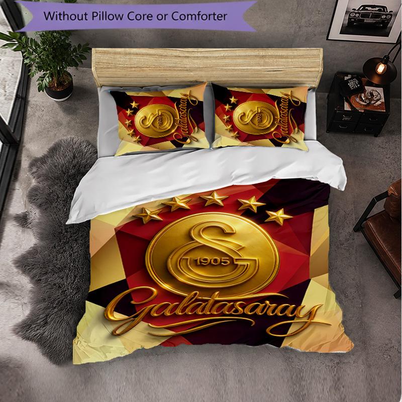 Biancheria da letto a tema Galatasaray FC Set 3 Pezzi Copripiumino Biancheria da letto decorativa per camera da letto per adolescenti Decorazione per la casa